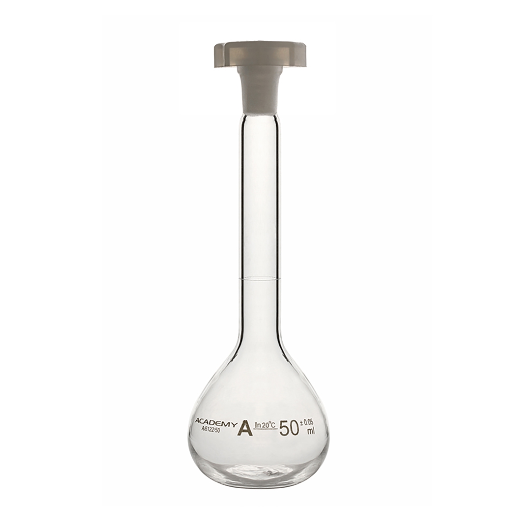 Academy Volumetric Flask, Capacity 25ml, With Plastic Stopper